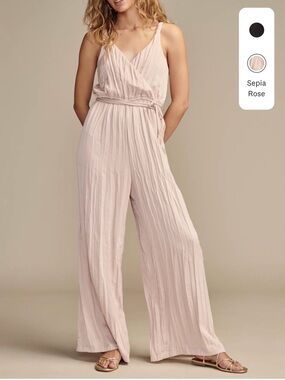 Lucky Brand Sepia Rose Pleated Wrap Jumpsuit